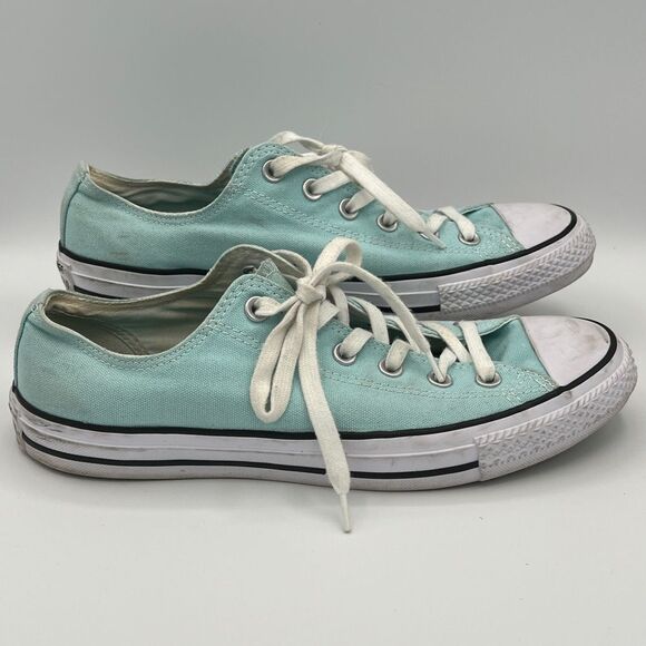 Converse Light Aqua/Turquoise Double Tongue Low Top Canvas Shoes W10 - Picture 2 of 7